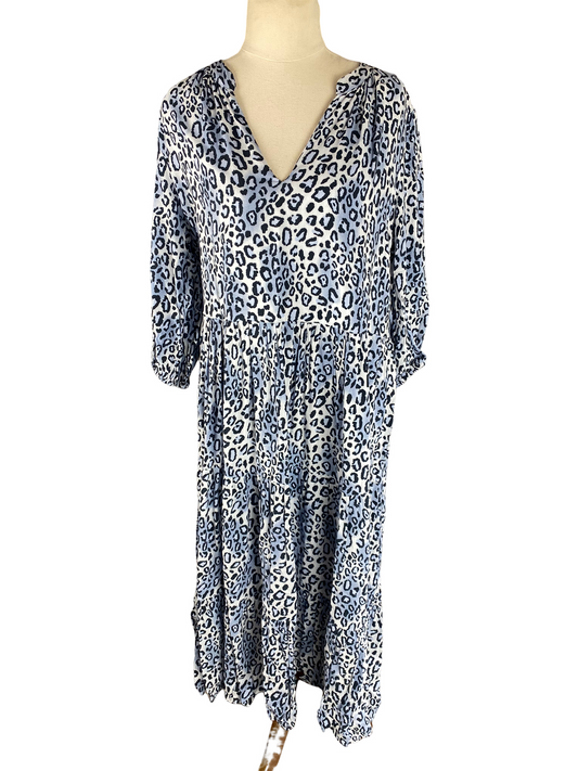 Avamia animal print pattern midi dress | size 10