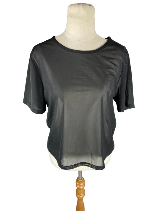 MinkPink black sheer short sleeve top | size small