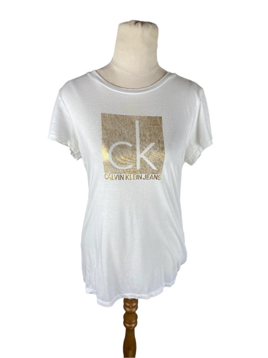 Calvin Klein white logo tee | size small