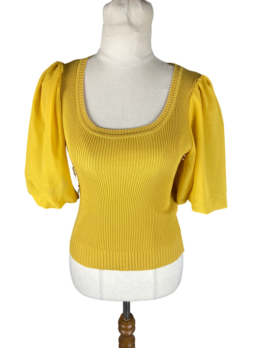 Mirrou yellow top with sheer arms | size 10