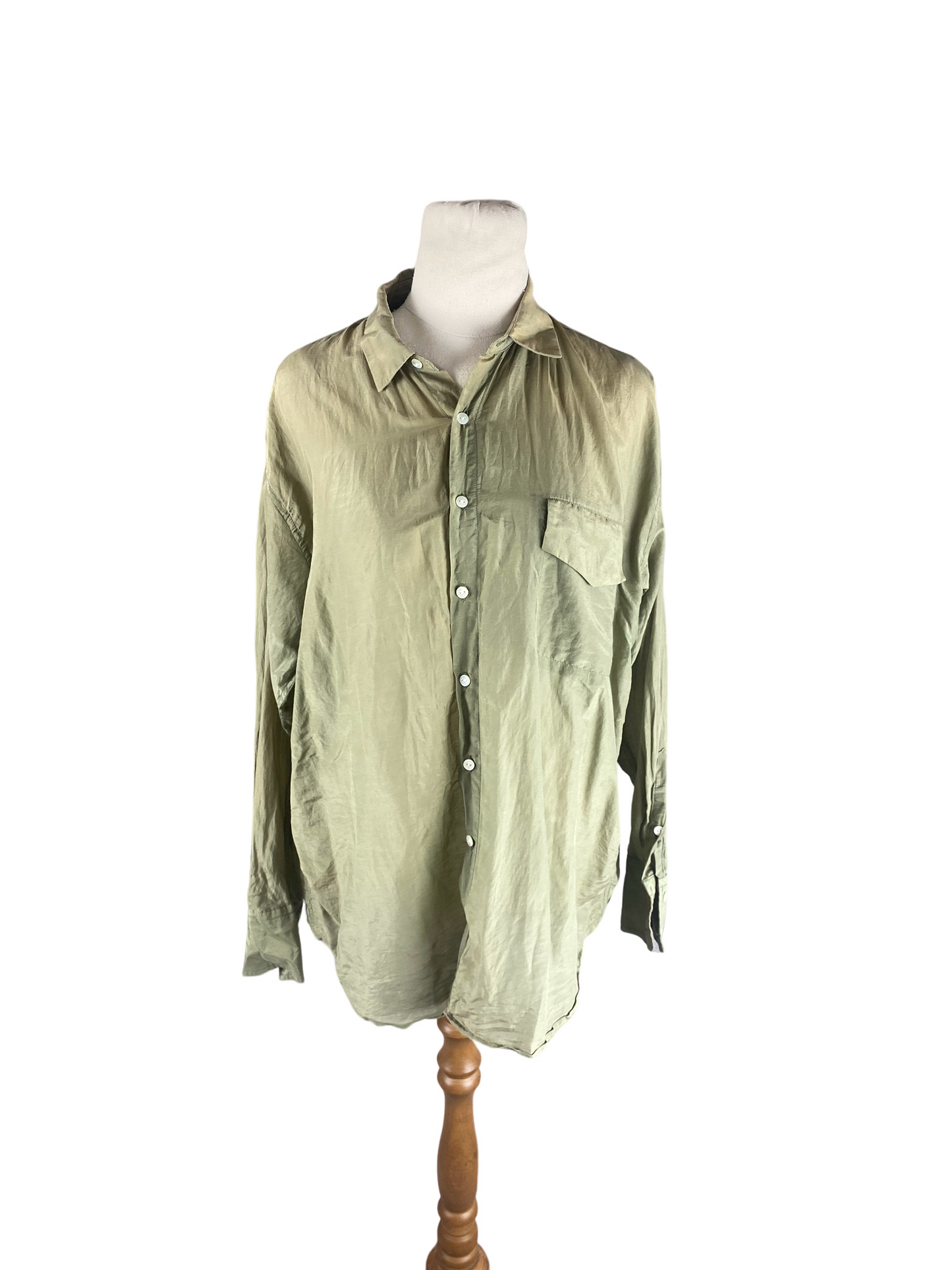 Superette olive silk and cotton shirt | size 8