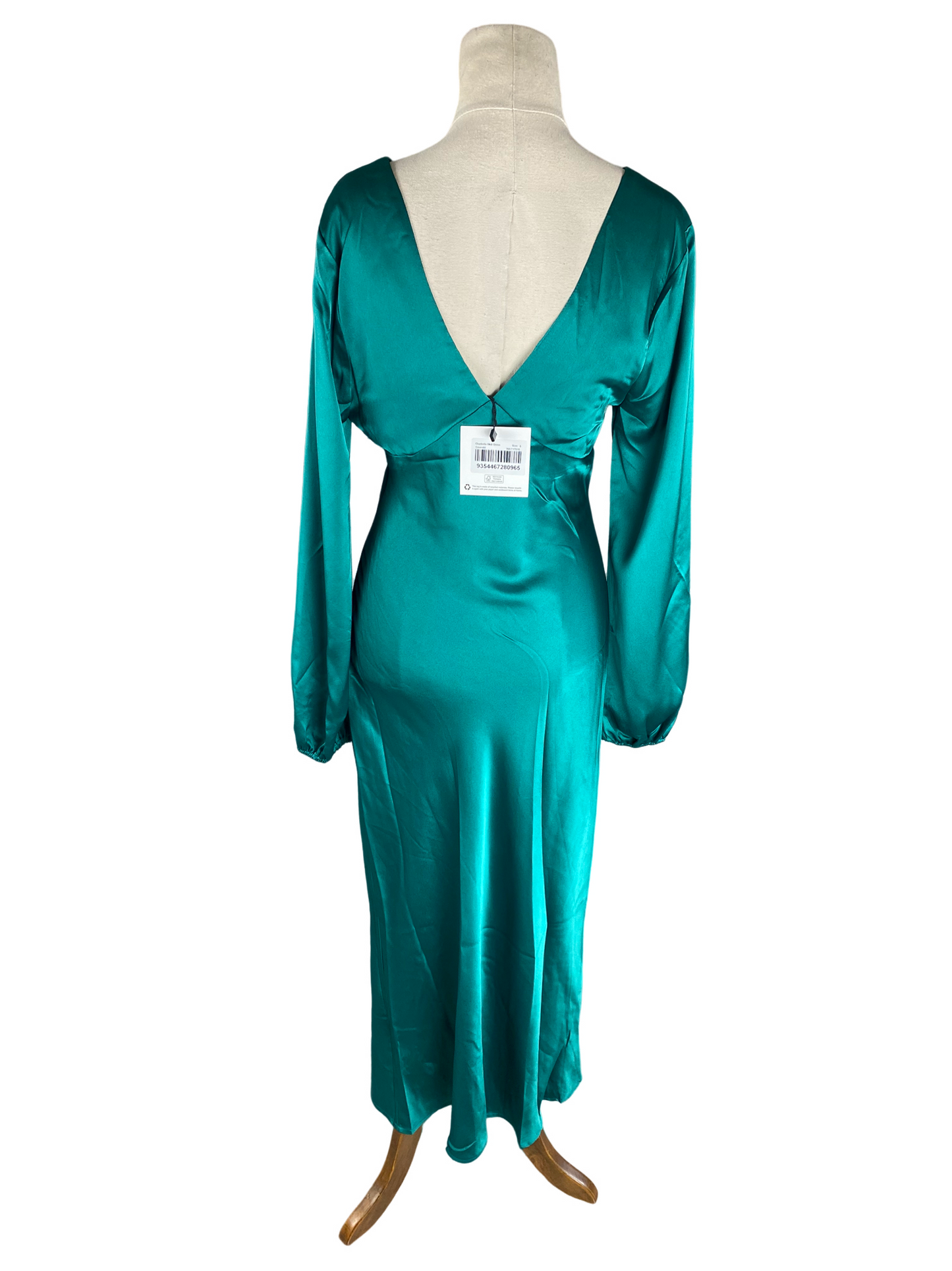 BNWT - Atmos&Here Chantelle Satin Midi Dress in Emerald | size 8