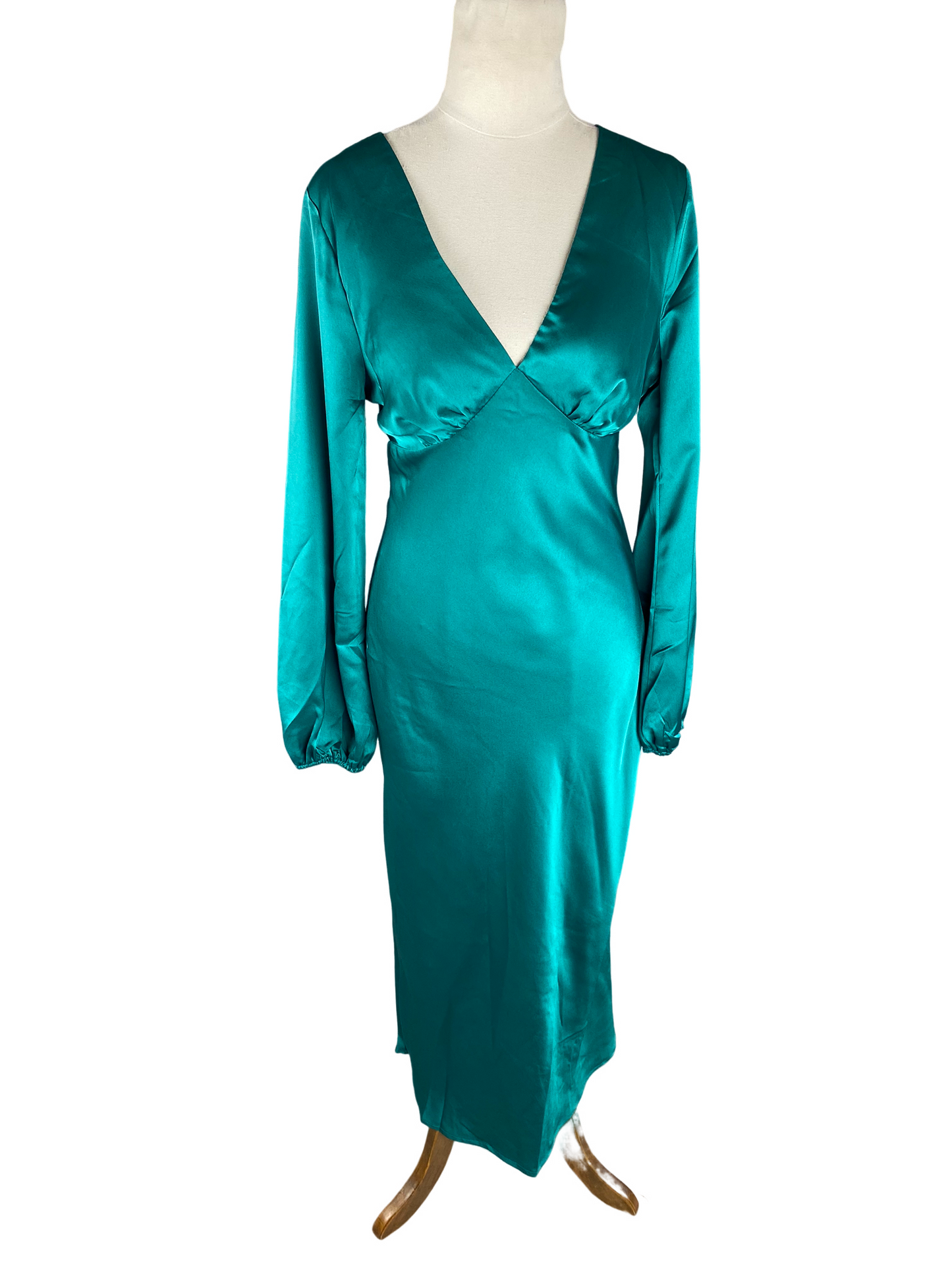 BNWT - Atmos&Here Chantelle Satin Midi Dress in Emerald | size 8