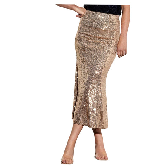 Fate+Becker Nightlife Midi Skirt | Gold | size 8 RRP $134.99