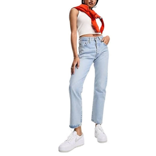 Levi's 501 crop jean in light blue wash | size W27 L28