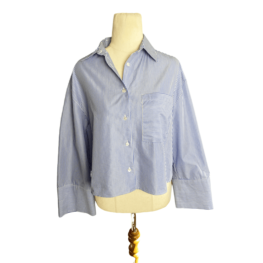 Zara white and blue stripe shirt | size 8-10