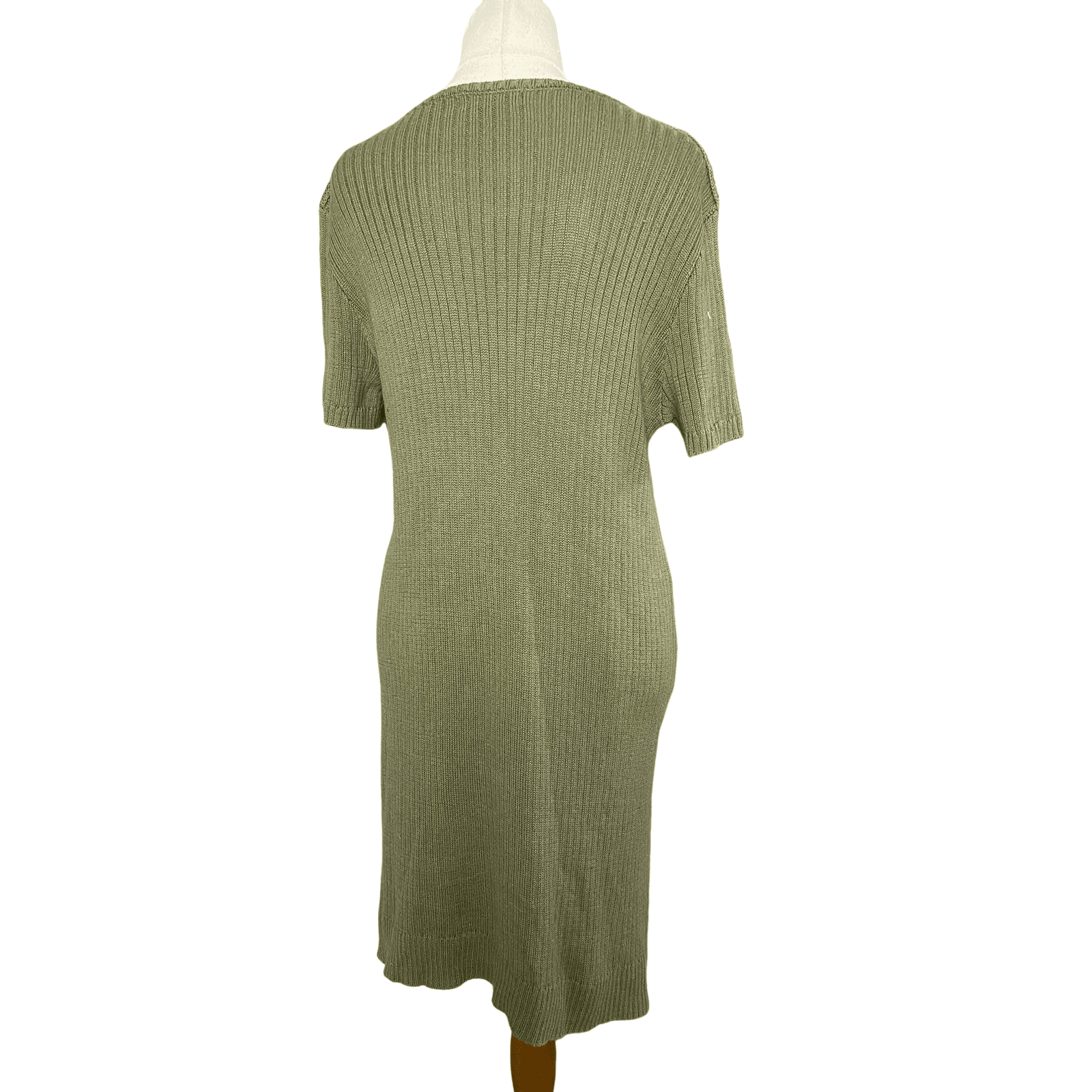 Karen Walker knit rib olive green dress | size 8