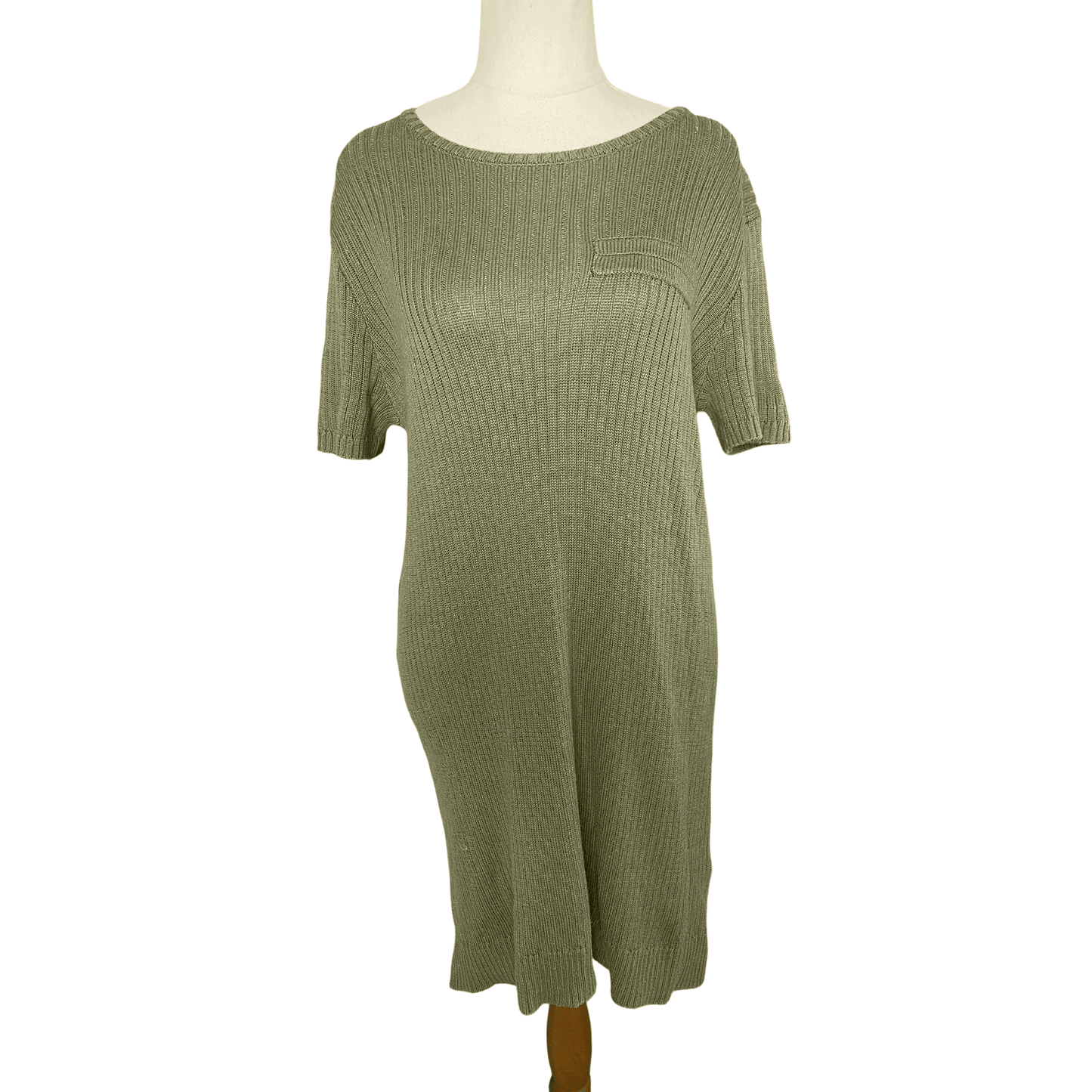 Karen Walker knit rib olive green dress | size 8