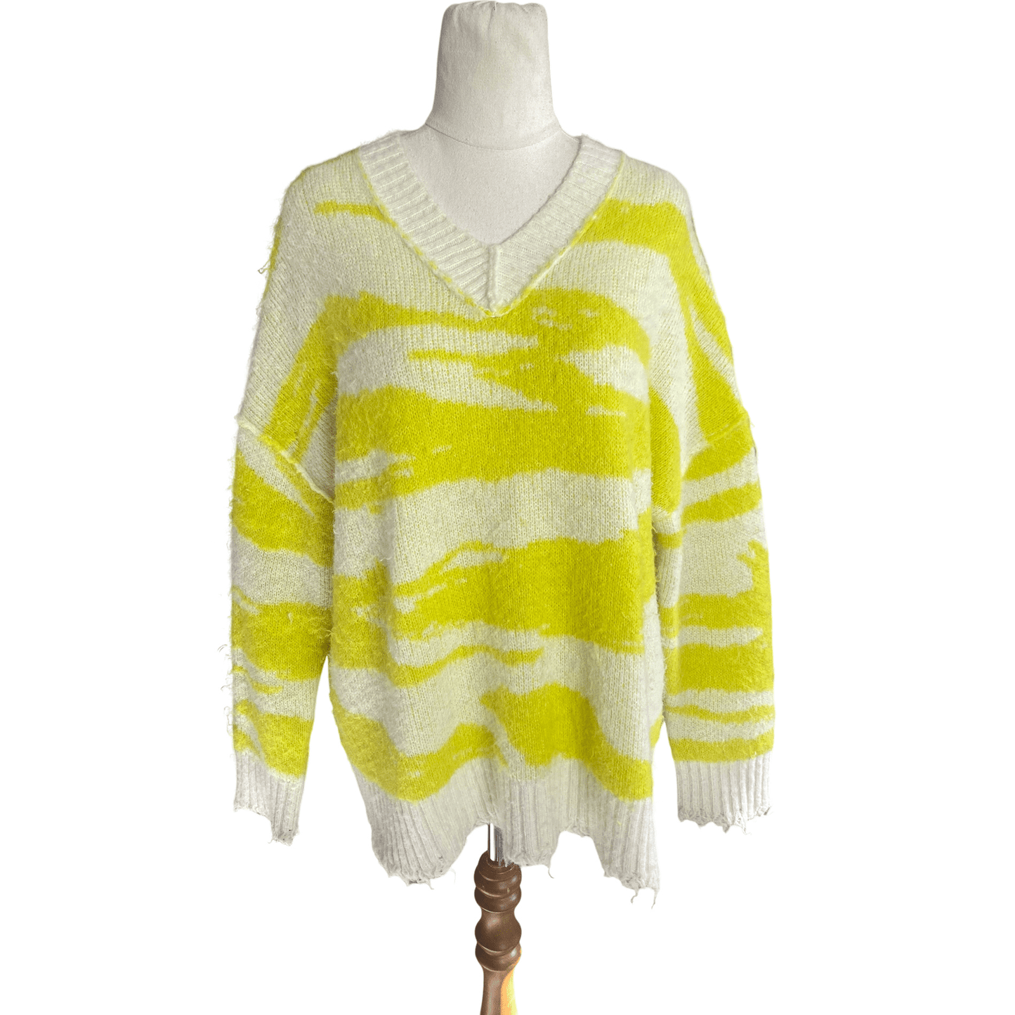 All Saints yellow and white alpaca + wool blend jumper | size 10-14