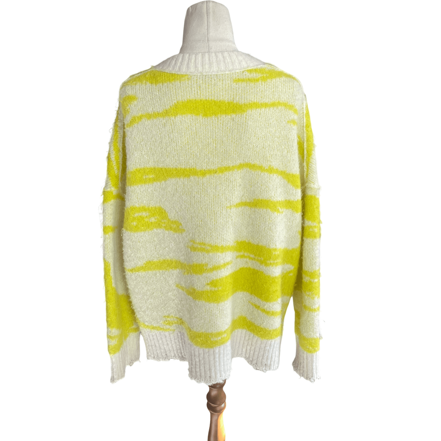 All Saints yellow and white alpaca + wool blend jumper | size 10-14