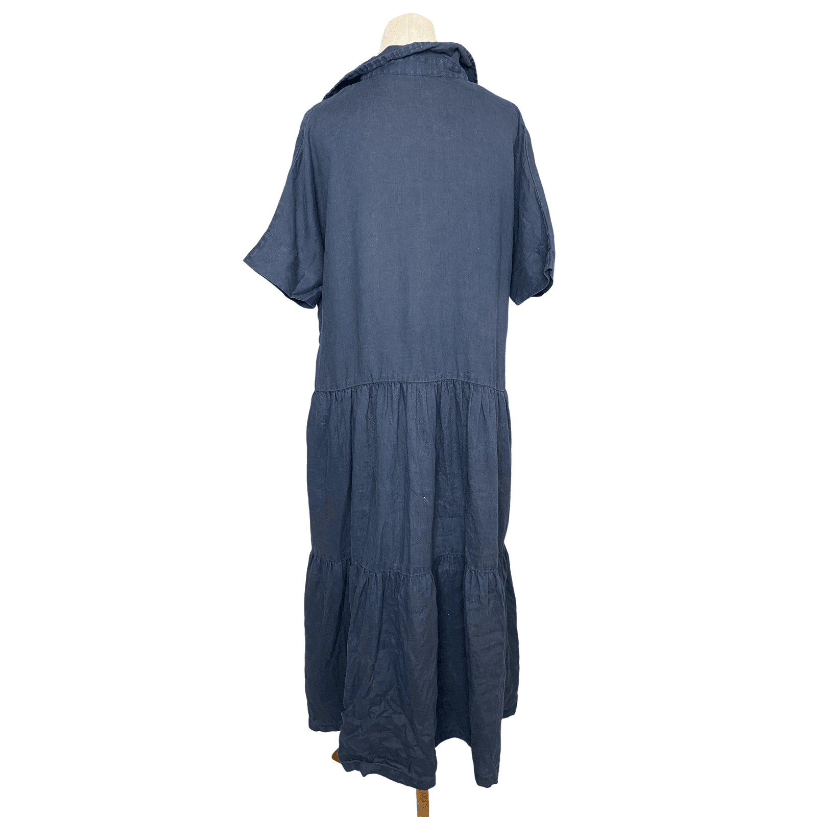 Assembly Label navy tiered shirt linen dress | size 8-10