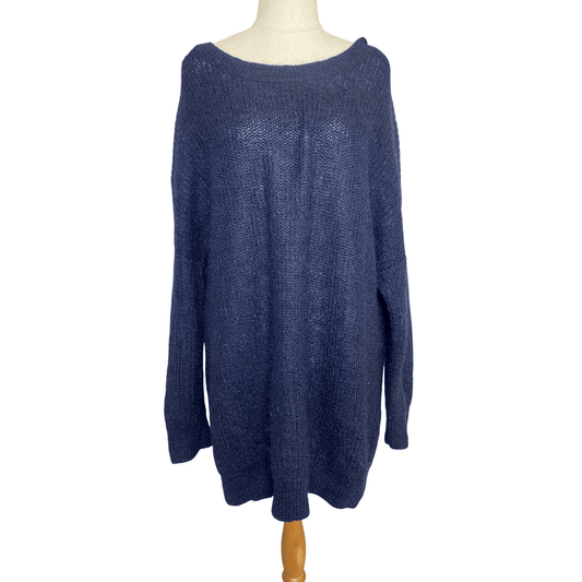 COS navy mohair + wool blend jumper | size 16