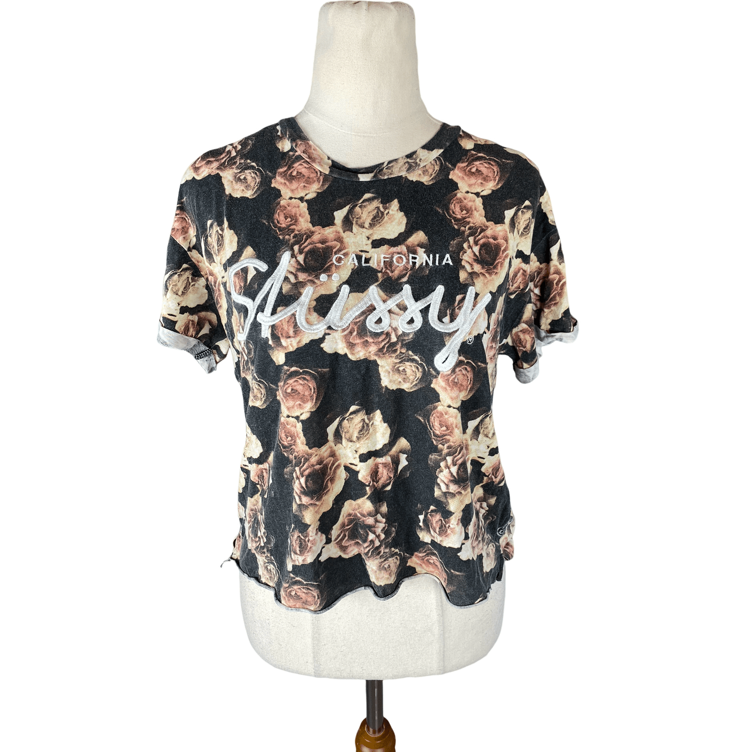 Stussy California rose print crop top | size 8