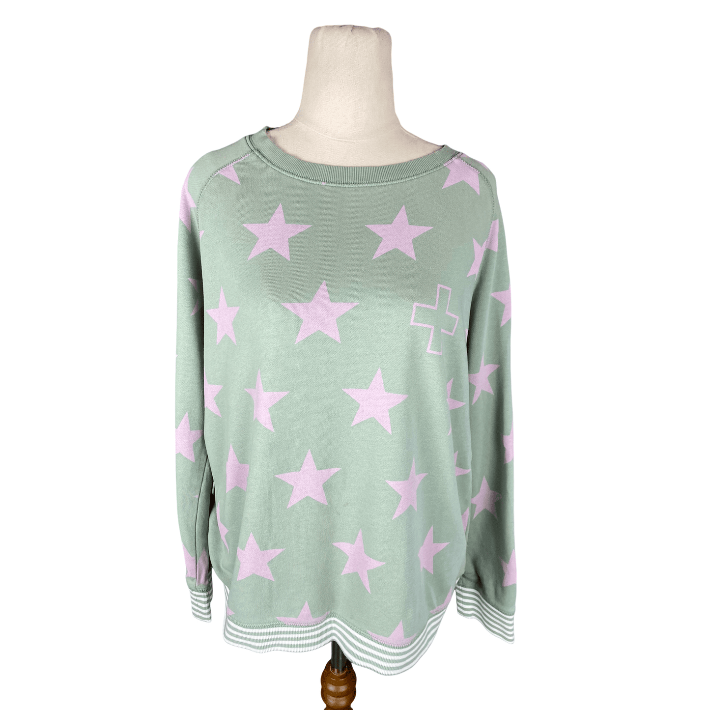 Stella & Gemma green and pink print crew neck sweatshirt | size 8