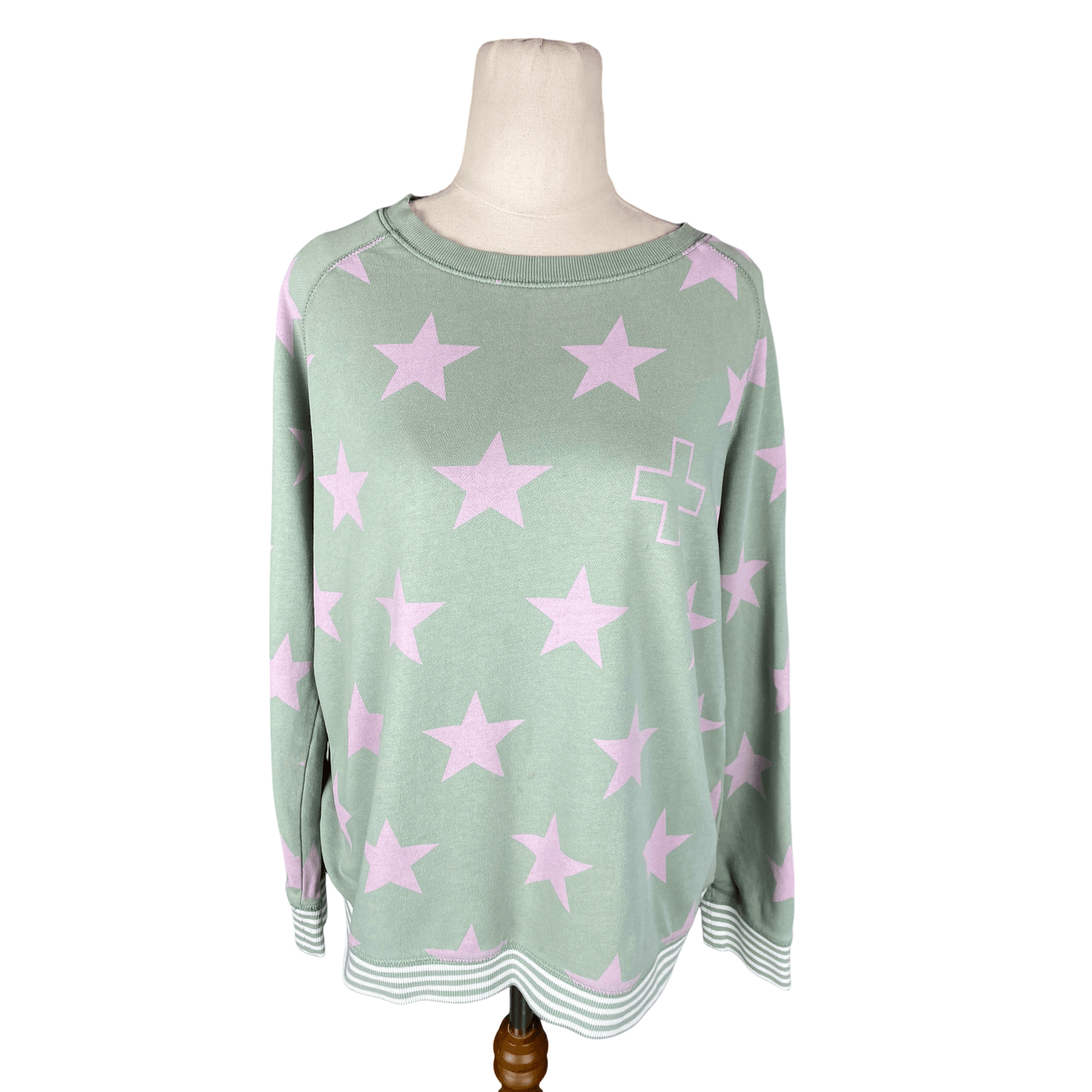 Stella & Gemma green and pink print crew neck sweatshirt | size 8