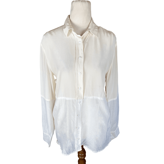 Lucy Mcintosh cream silk + cotton shirt | size 8 made in NZ