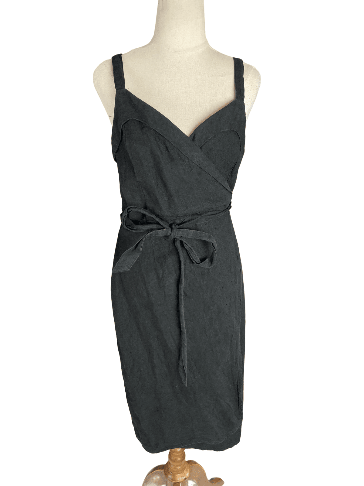 Max black linen-blend wrap dress | size 10