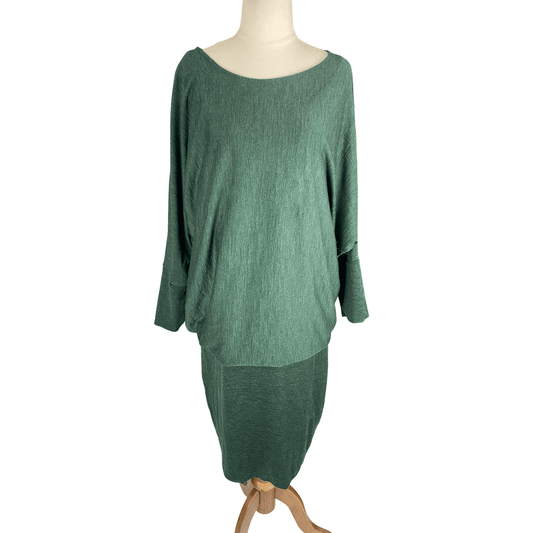 Foil Pure Merino Wool forrest green dress | size 16