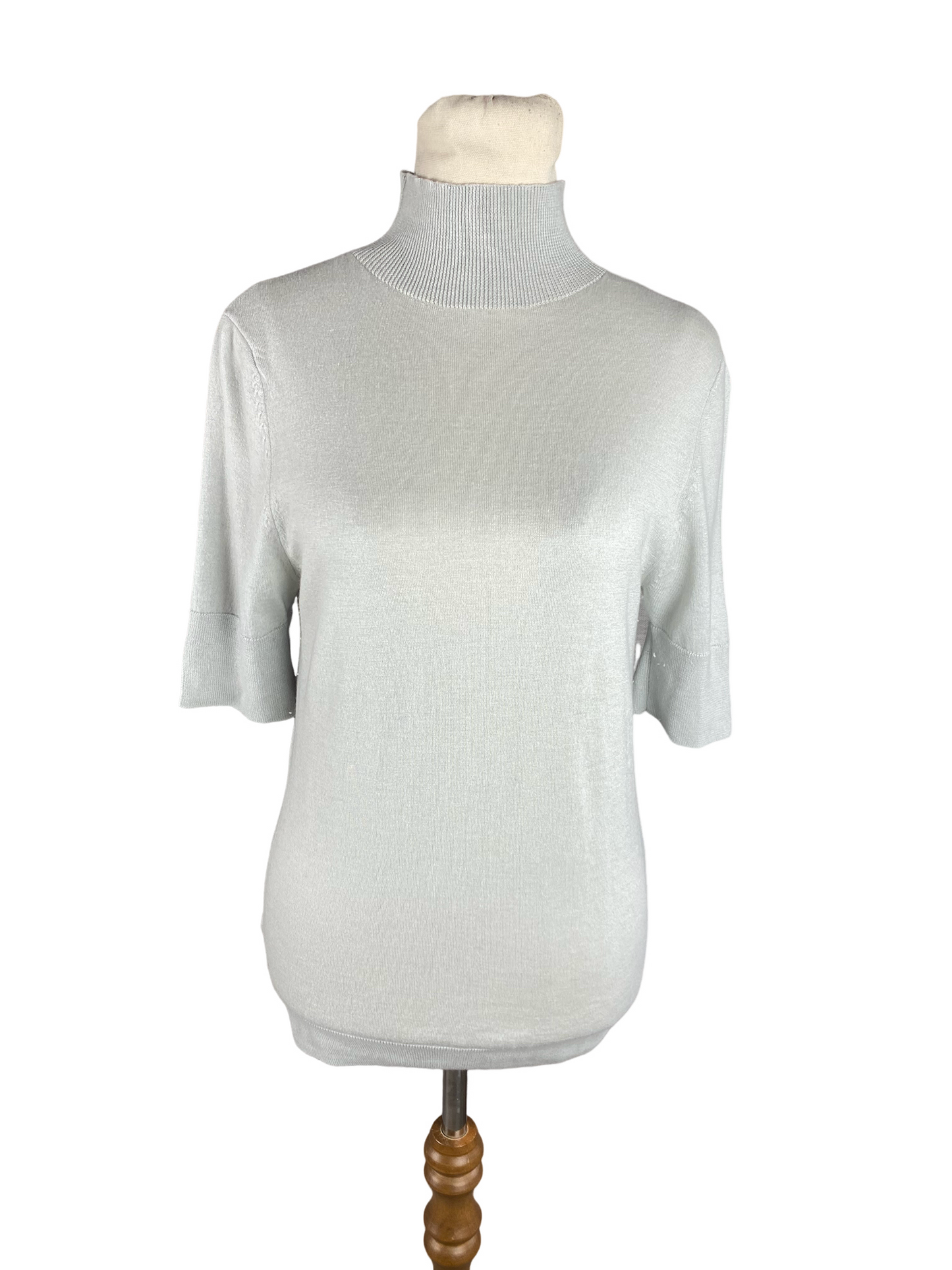 Country Road short sleeve turtle neck silk + wool blend top | size 10