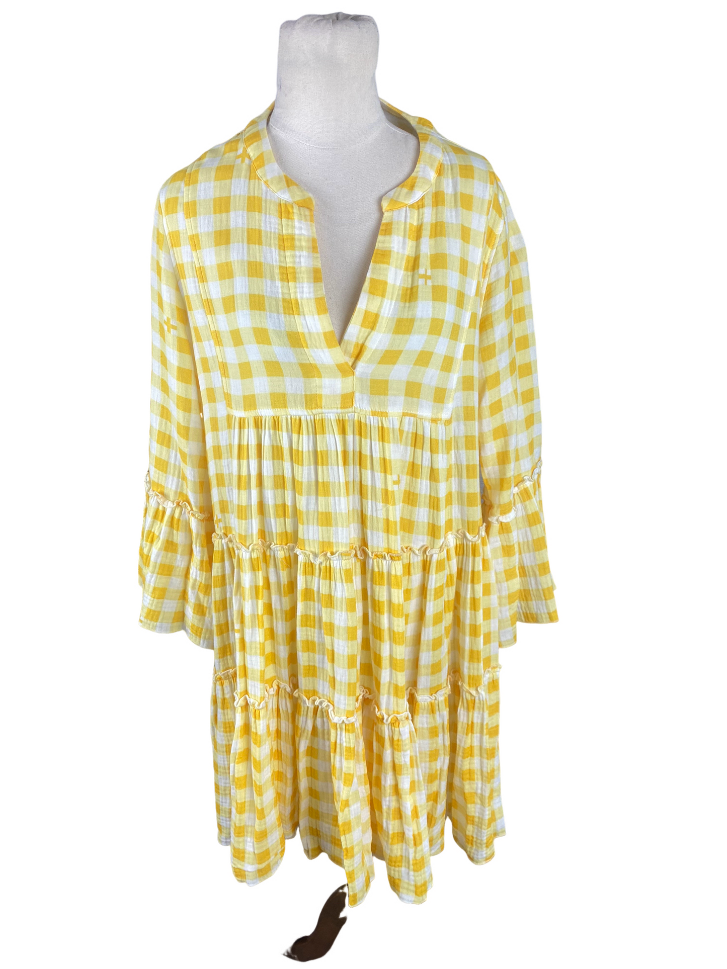 Stella + Gemma yellow pattern midi dress | size 12