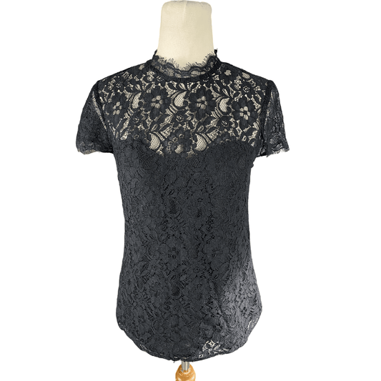 Oasis black lace-look top | size 8