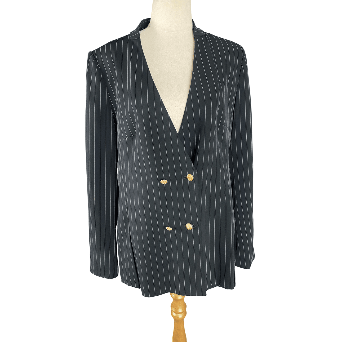 Zara black pinstripe jacket | size large 12-14