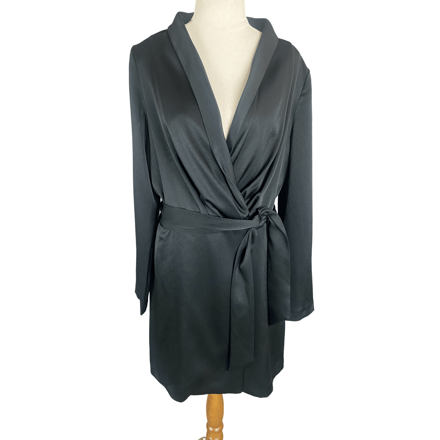 Kookai black satin-look wrap dress | size 12