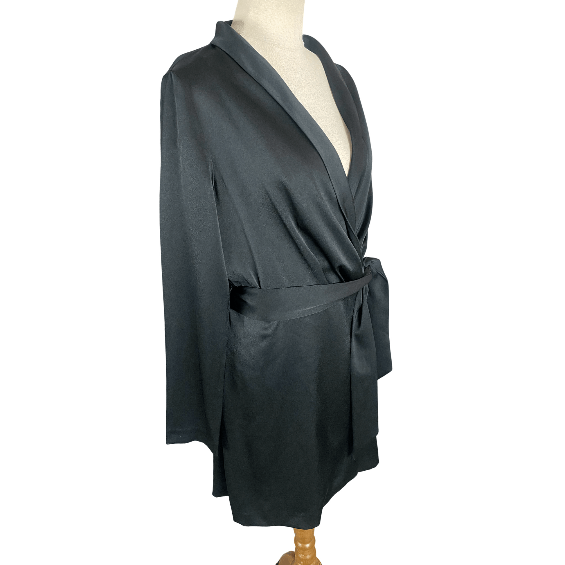 Kookai black satin-look wrap dress | size 12