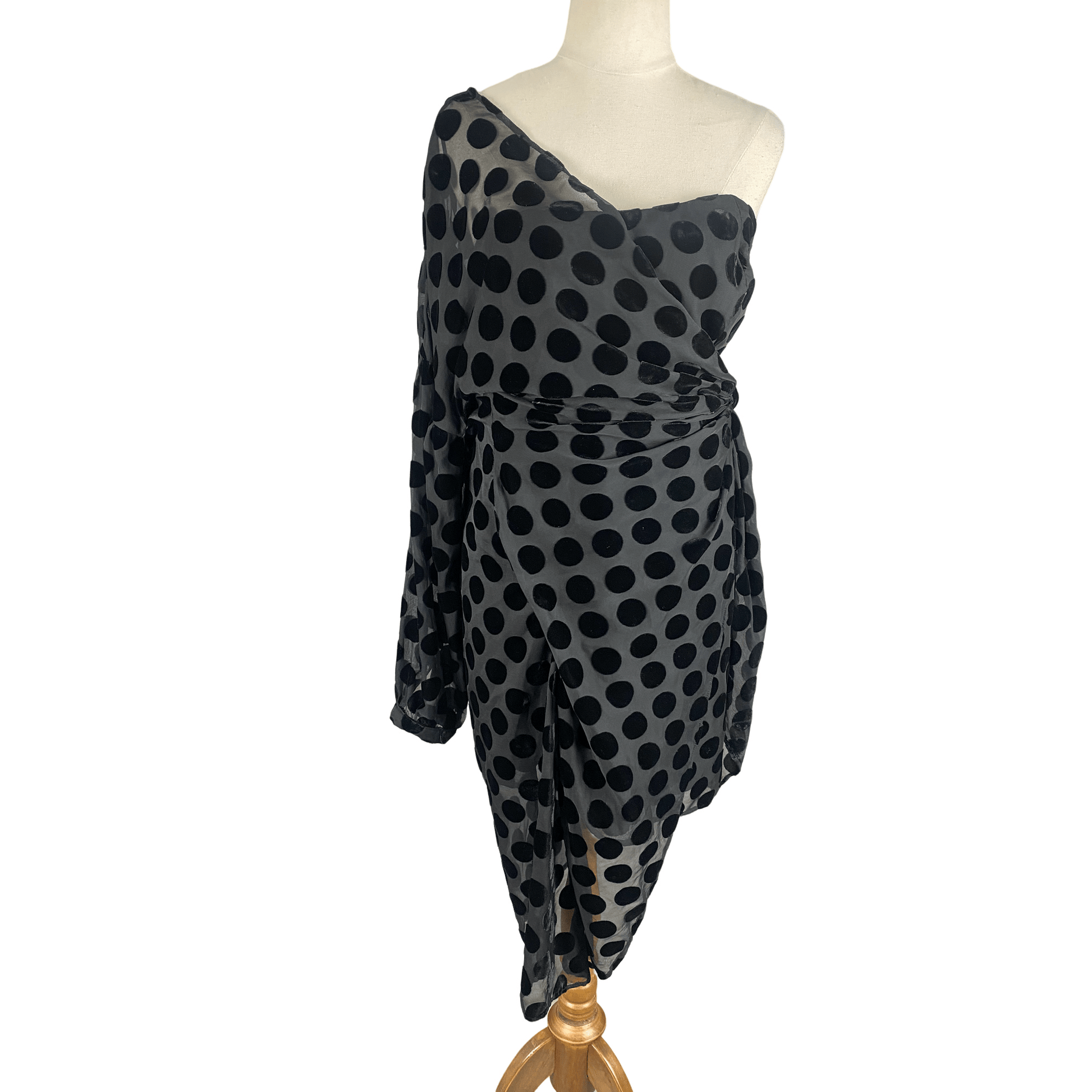 Isla black polka dot dress | size large