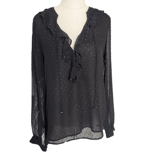 Paige black frill blouse with sequins | size 8