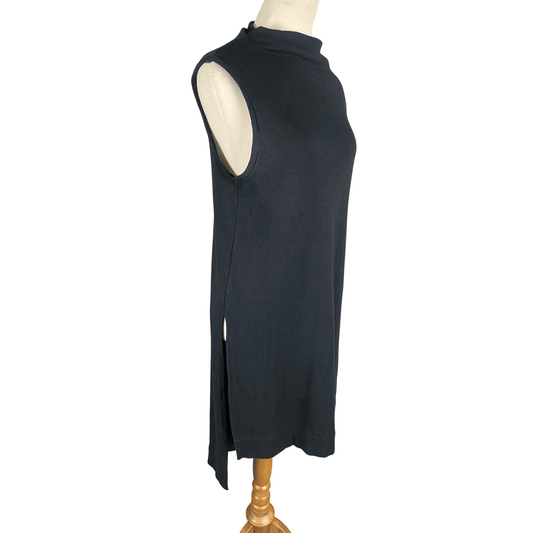 Max merino black longline top with side splits | size 8 small