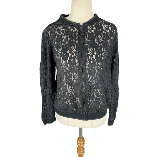 Max black and lace look zip top | size 12 medium