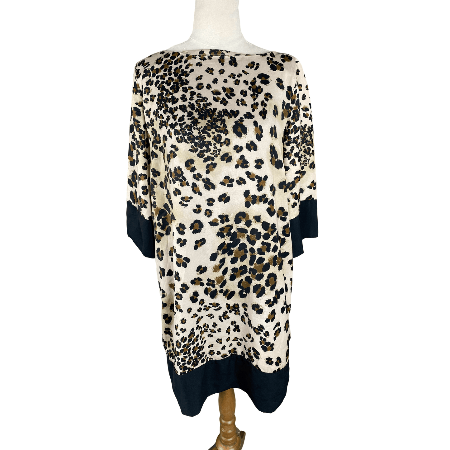 Xetra animal print satin-look long sleeve dress | size 12