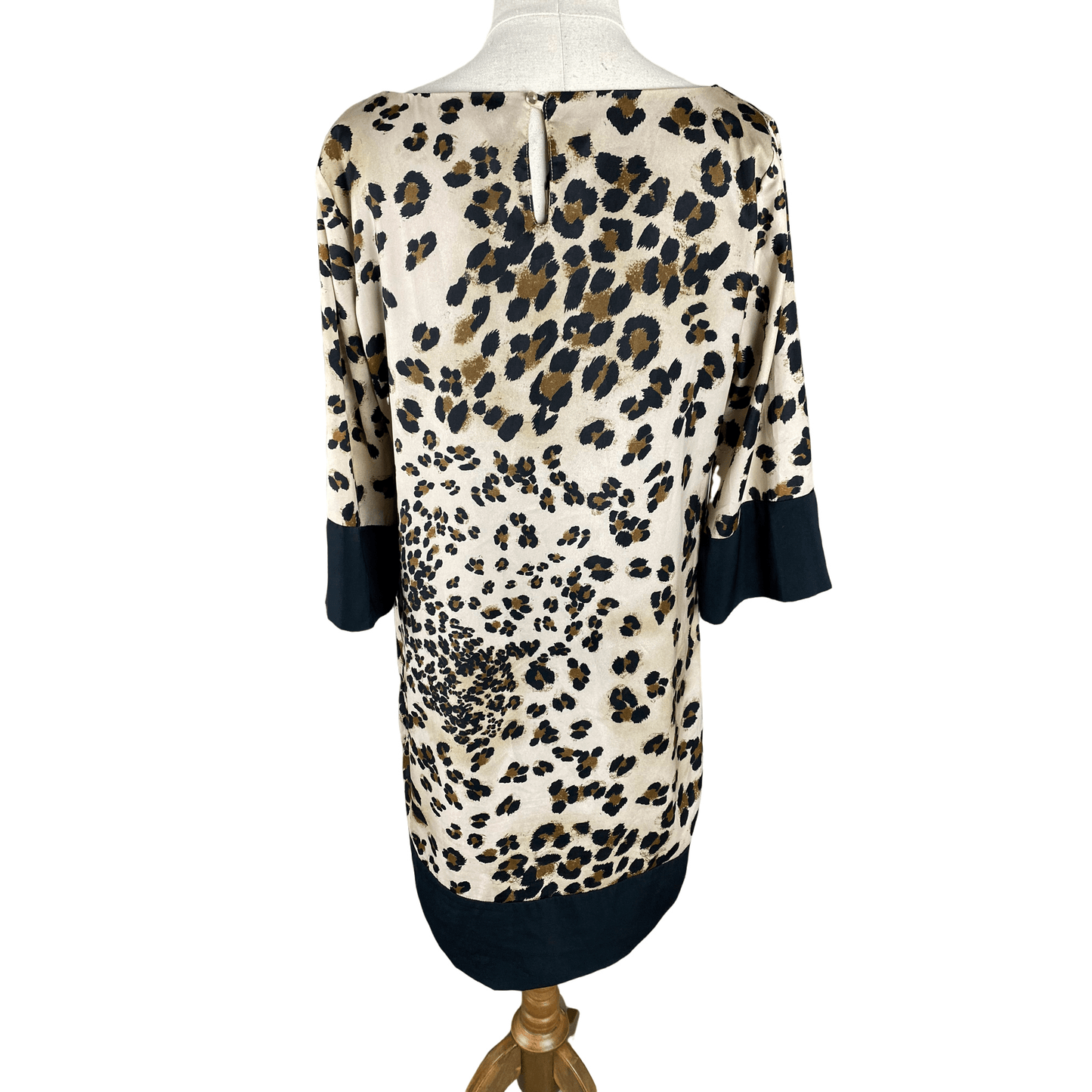 Xetra animal print satin-look long sleeve dress | size 12