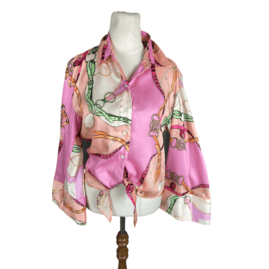 Zara print satin-look shirt | size small 8