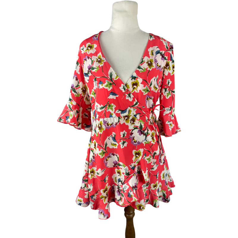 BNWT - Zara red floral wrap dress | size small