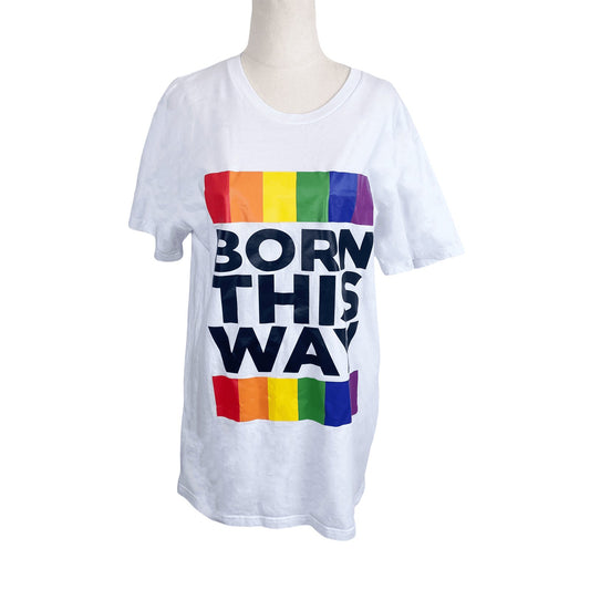 Born This Way white tee | size 10-14 or mens medium