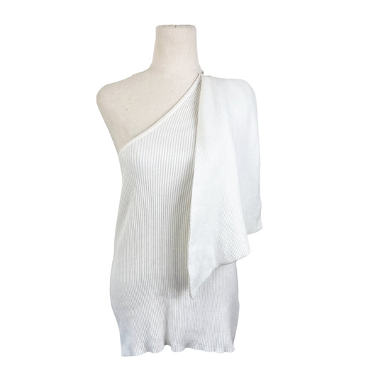 Marle off-white rib one shoulder top | size 10