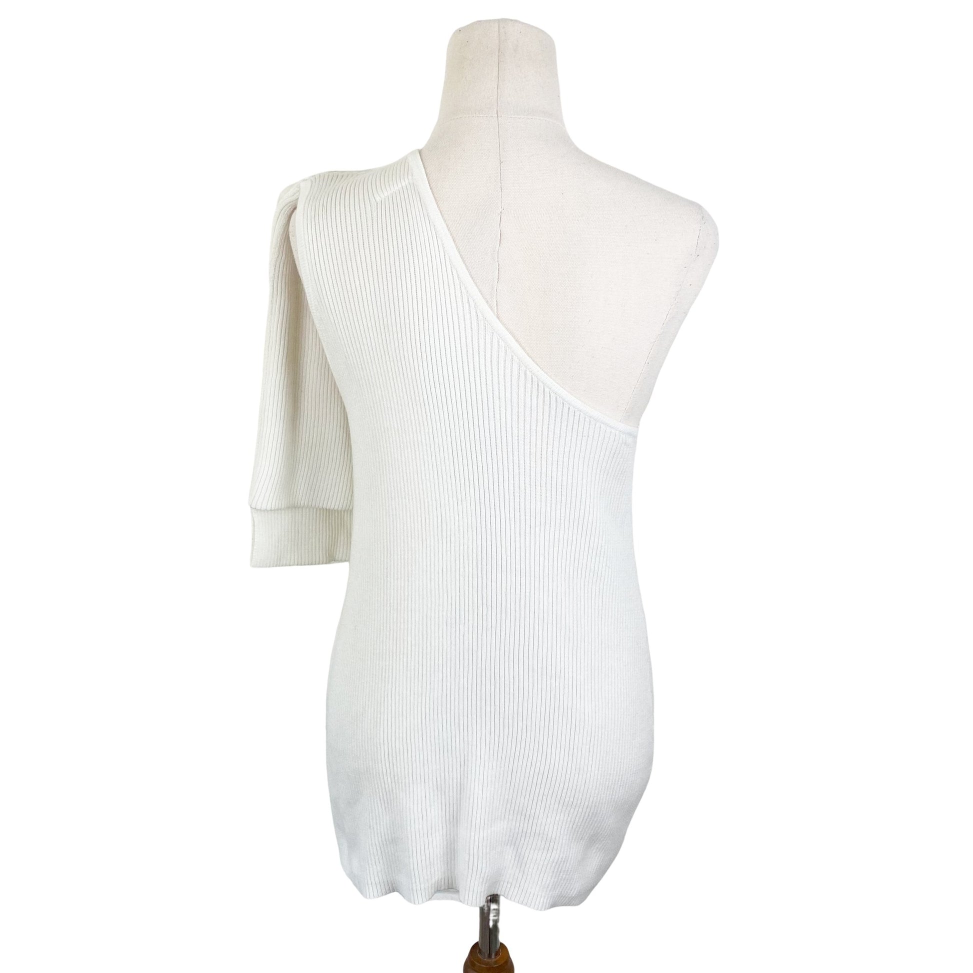 Marle off-white rib one shoulder top | size 10