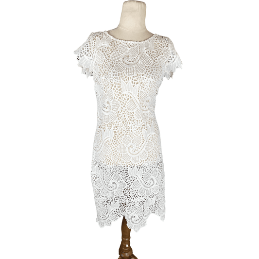 Portmans white lace-look dress | size 8