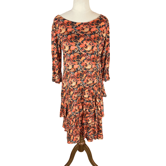 Heine print ruffle dress | size 8