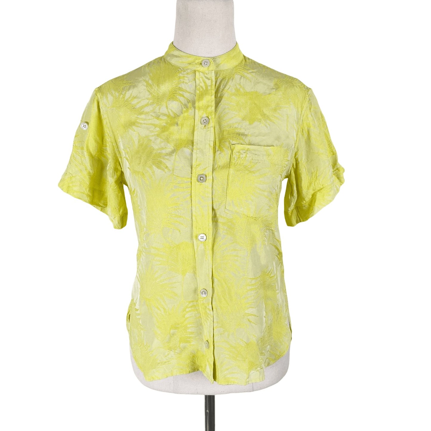 Equipment yellow print short sleeve top | size 6