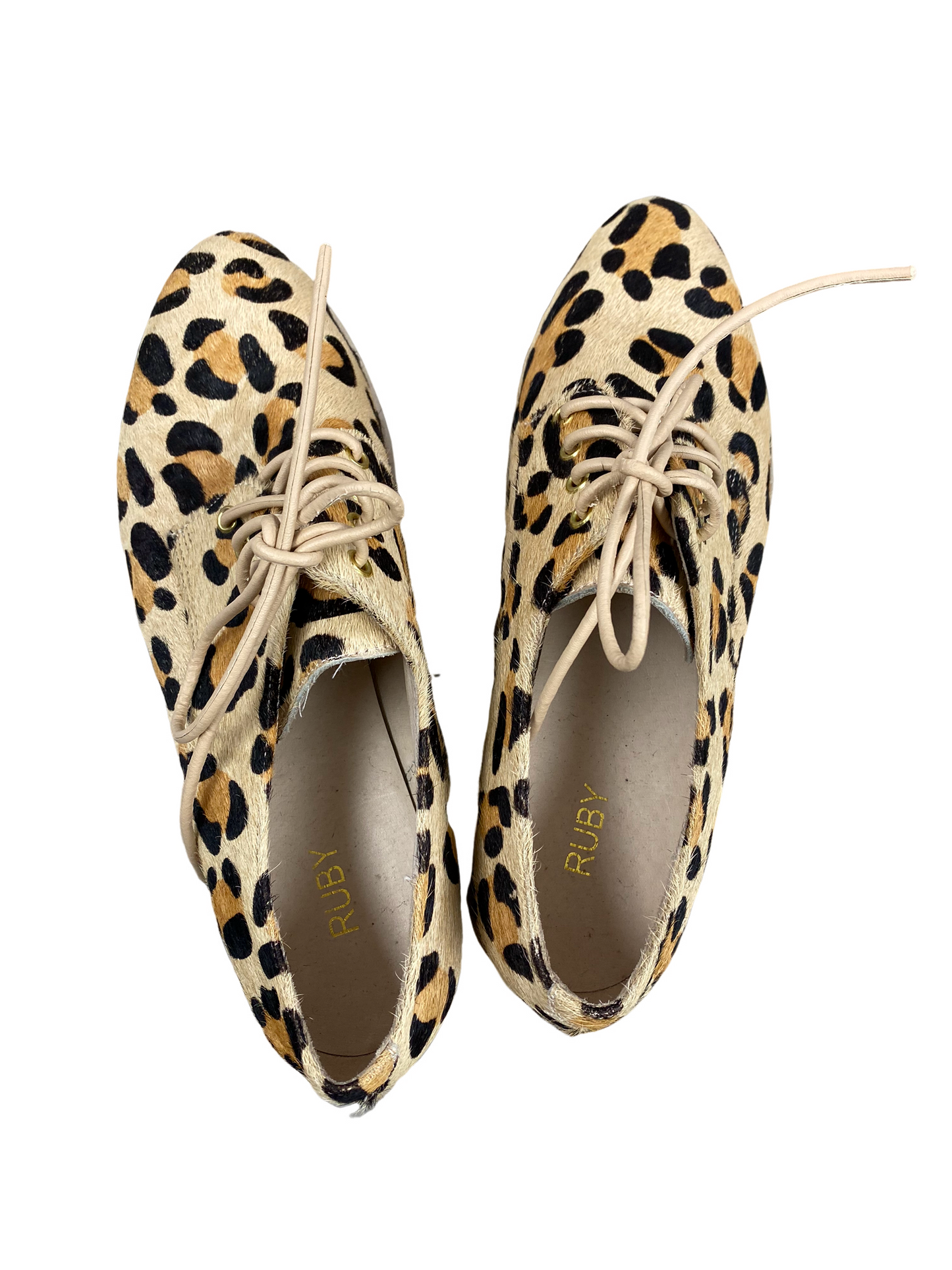 Ruby (as new) leopard short fur platform lace-ups | size 7 or EU 37