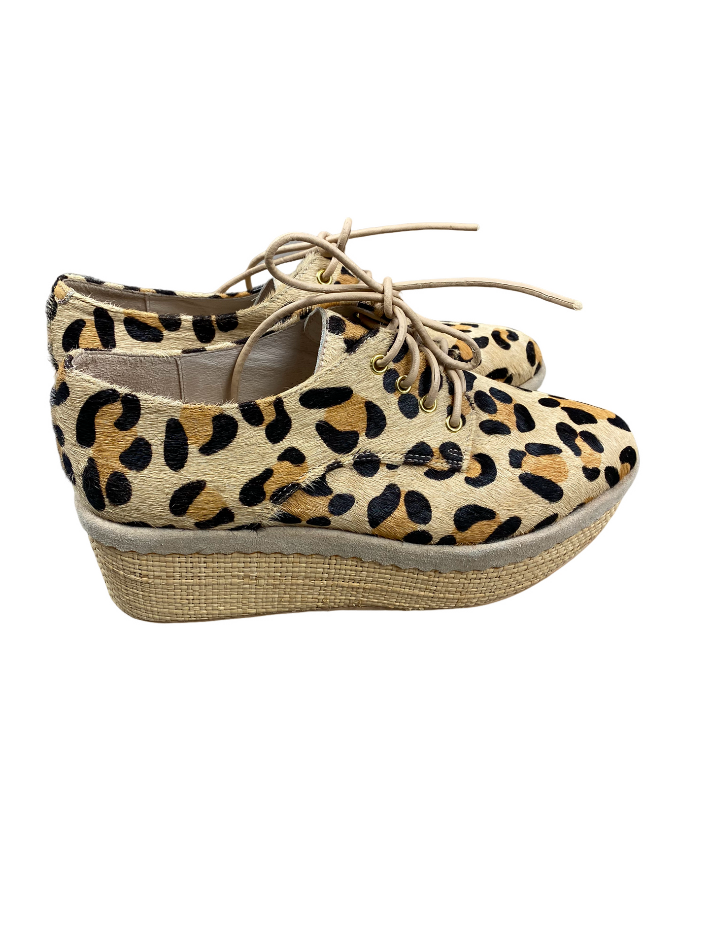 Ruby (as new) leopard short fur platform lace-ups | size 7 or EU 37