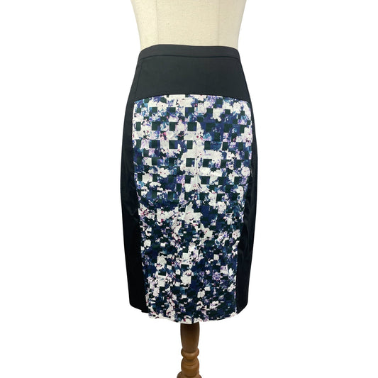 Portmans black abstract pencil skirt | size 8