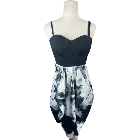 Lipsy black and white mini dress w corset top | size 8