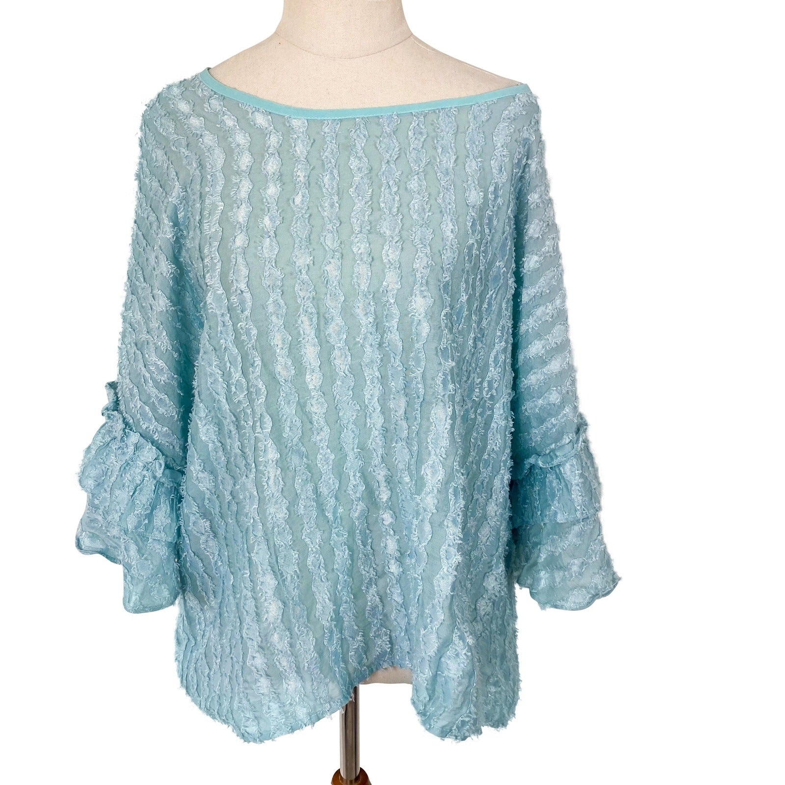PIA baby blue frill sleeve top | size 10-12