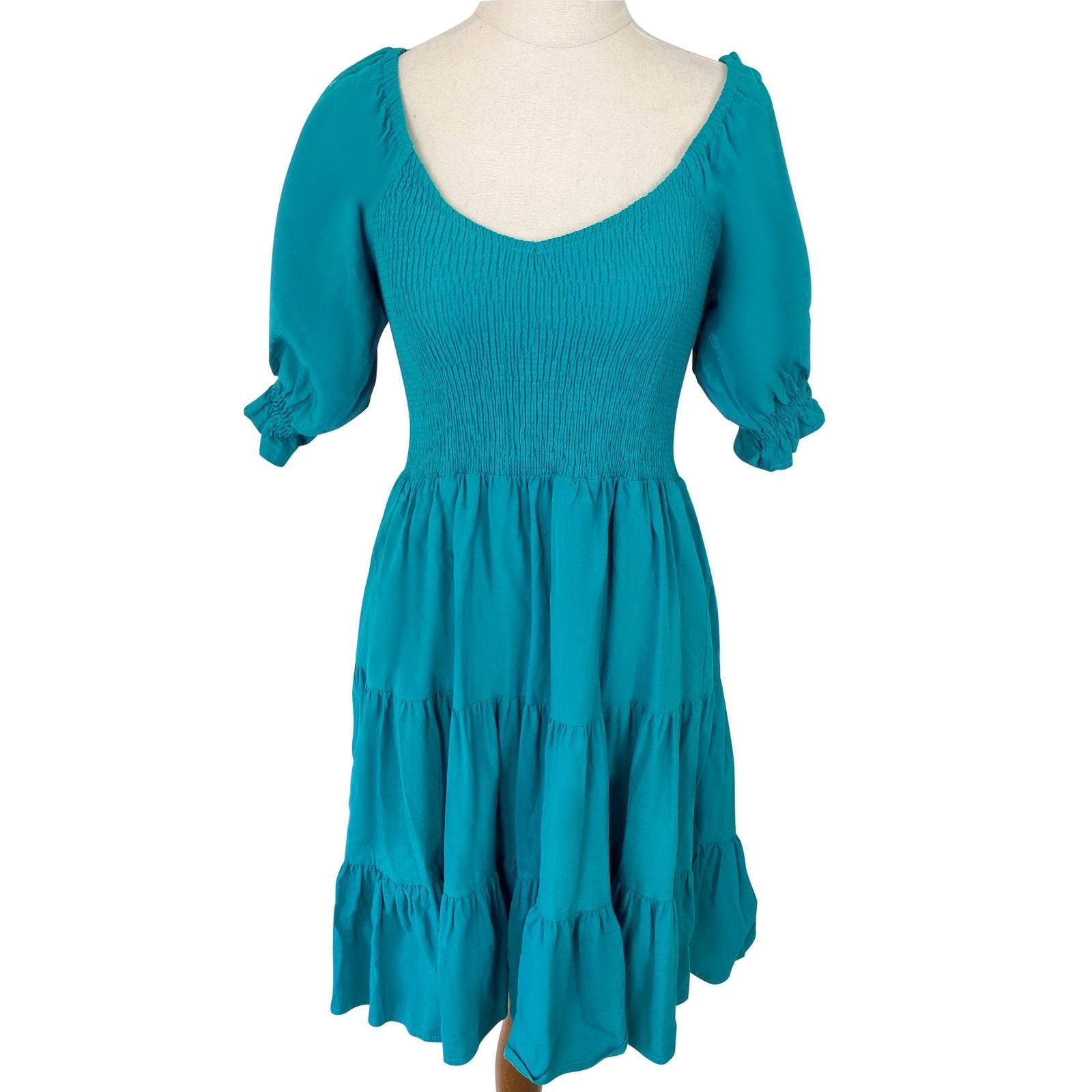 Salty Bright turquoise off the shoulder dress | size 8