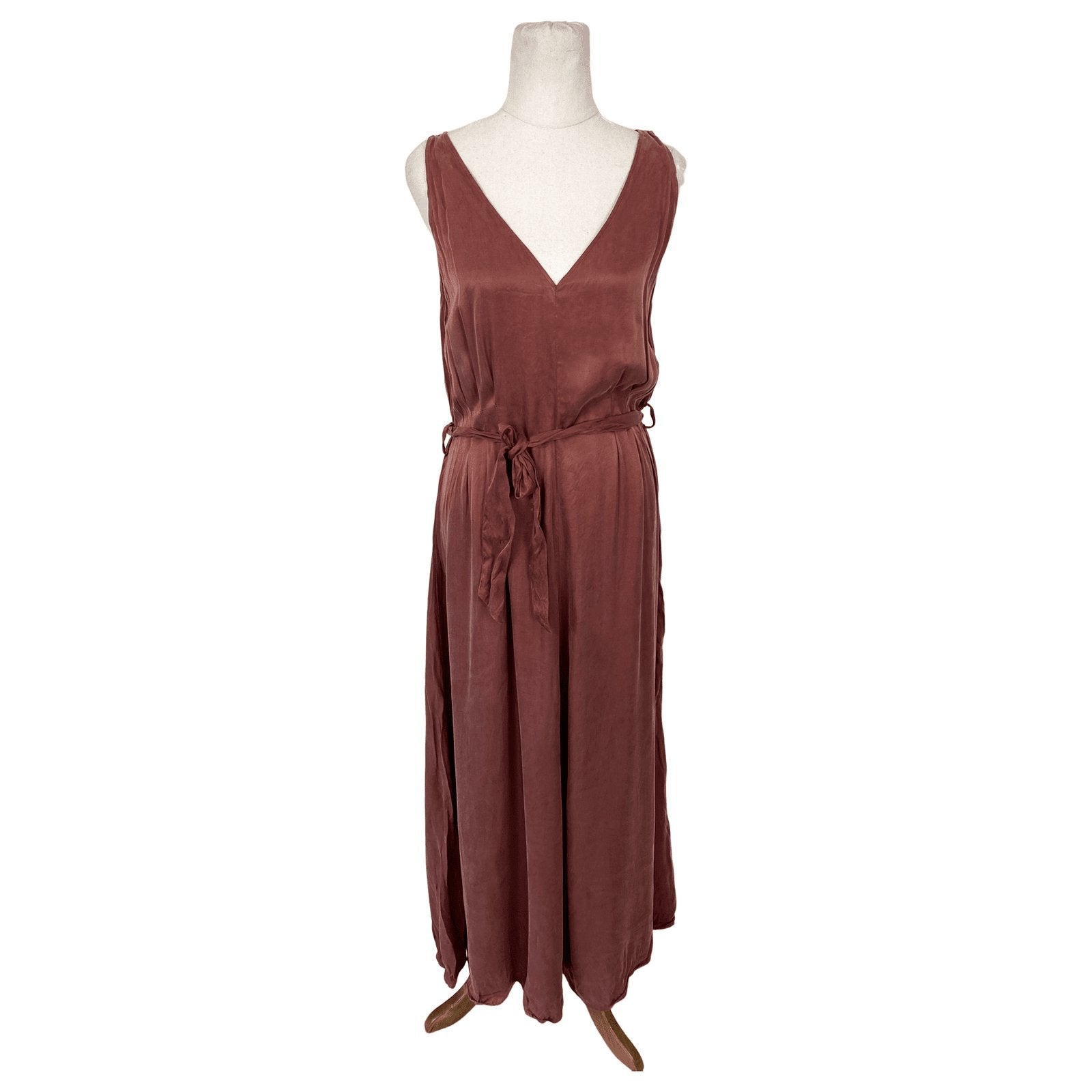 Max v neck bronze satin-look dress | size 8