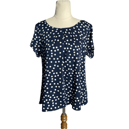 Jacqui.E navy and white polka dot blouse | size 12